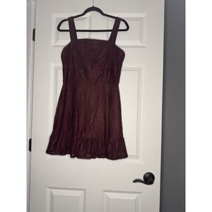 Speechless Burgundy Lace Floral Mini Sundress Large